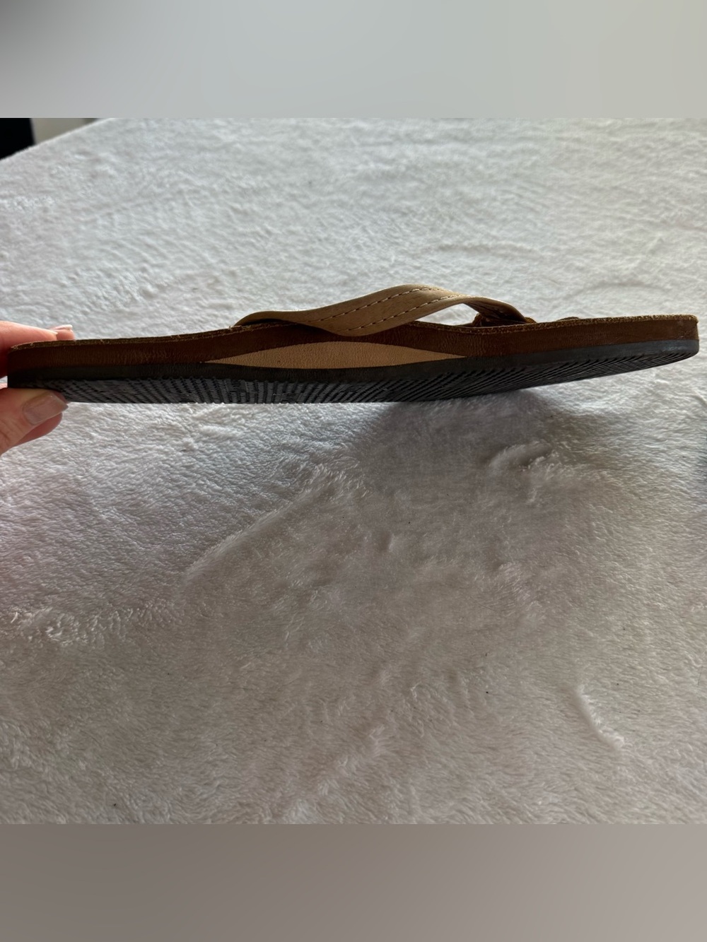 Rainbow Tan Leather-Style Women's Flip Flop Sandals - Picture 5 of 8